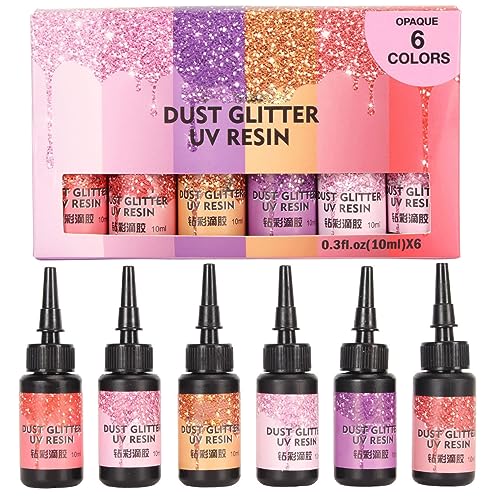 6 Farben UV-Harz, schnell aushärtende Folienversiegelung, UV-Kleber für kleines UV-Harz, Schmuckherstellung, Ohrringe, Ringe, Schlüsselanhänger, 10 ml pro Flasche (Rote Serie) von lvifloae