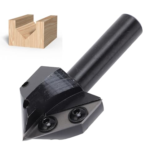 Lvifloae V -Typ Slotting Cutter 90 120 Grauen Gravur Bit Wolfram Carbid Einfügung Boxboard Router Bit für Holzbearbeitungsgravenschnitze (1/2x38.6x75lx2t) von lvifloae