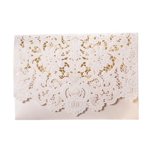 lvifloae 25 weiße hohle Hochzeitseinladungen für Hochzeit, Brautparty, Verlobung, süßer 16. Geburtstag (25PCS) von lvifloae