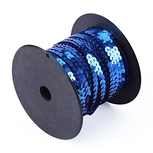 lvifloae DIY 100 Yards 6 mm glänzendes Nähgarn, flach, rund, Perlengarn, Zubehör, Schwarz für Bastelarbeiten, Dekorationen, Kleidung (Royalblue) von lvifloae