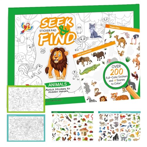 Animal Sticker Book, Early Learning Activity Kit, farbenfrohes Bildungsspielzeug, mehr als 200 Aufkleber, lustiges interaktiv von lwxij