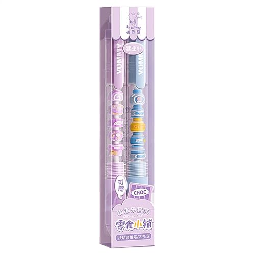 Eladerable Stifte, 0,5 mm Fine Tip Gel -Tinte, glattes Schreibwerkzeug, nachfüllbar, niedliche Radiergummi, blaue Tinte, 5,79x1,1 Zoll, Journaling -Planer -Notizen für Kinder und Erwachsene verwenden von lwxij