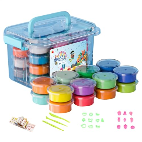 lwxij Modelliermasse-Set mit 24 Farben, Modelliermasse-Set mit Formen, bunte Modelliermasse, vielseitiges Tonhandwerk für Kinder und Erwachsene, perfekt für Bildhauerei, Kunst, Handwerk und von lwxij