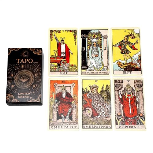 lwxij Tarot -Deck, ansprechendes Kartenspiel, Russische Ausgabe Fortune -Karten, gedrucktem Führer, mystisches Wahrsagungssatz, 4.13x2,36 Zoll, spirituelle Familienunterhaltung von lwxij