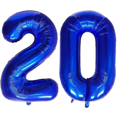 Geburtstags-Zahlenballons XXL-Riesen-Folienballons 40 Zoll – 101 cm Luftballons Geburtstag Jungen Mädchen Babyparty Geburtstagsdekorationen Jubiläumsparty-Dekorationen (Blau, 20) von lxmydm