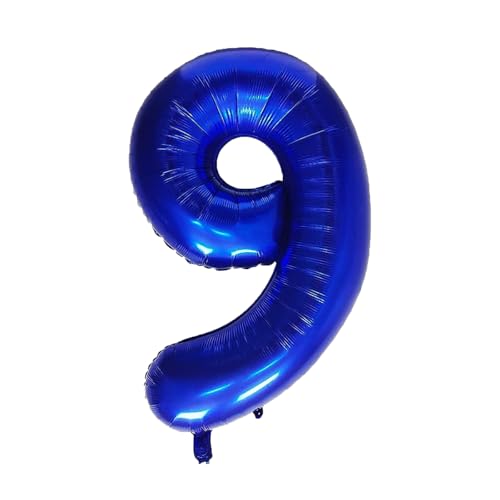 Geburtstags-Zahlenballons XXL-Riesen-Folienballons 40 Zoll – 101 cm Luftballons Geburtstag Jungen Mädchen Babyparty Geburtstagsdekorationen Jubiläumsparty-Dekorationen (Blau, 9) von lxmydm