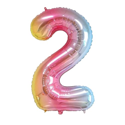 Geburtstags-Zahlenballons XXL-Riesen-Folienballons 40 Zoll – 101 cm Luftballons Geburtstag Jungen Mädchen Babyparty Geburtstagsdekorationen Jubiläumsparty-Dekorationen (Farbverlauf, 2) von lxmydm