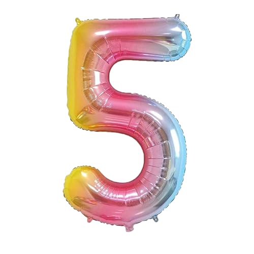 Geburtstags-Zahlenballons XXL-Riesen-Folienballons 40 Zoll – 101 cm Luftballons Geburtstag Jungen Mädchen Babyparty Geburtstagsdekorationen Jubiläumsparty-Dekorationen (Farbverlauf, 5) von lxmydm