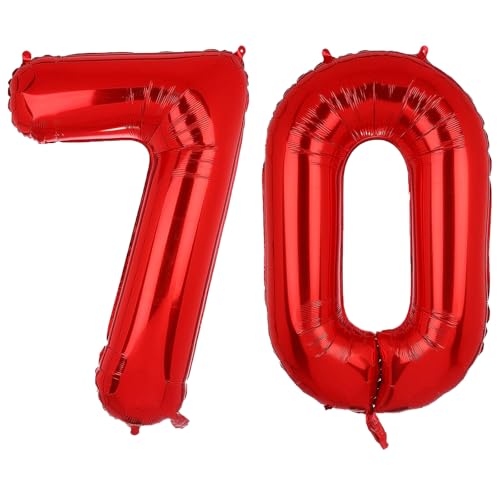 Geburtstags-Zahlenballons XXL-Riesen-Folienballons 40 Zoll – 101 cm Luftballons Geburtstag Jungen Mädchen Babyparty Geburtstagsdekorationen Jubiläumsparty-Dekorationen (Rot, 70) von lxmydm