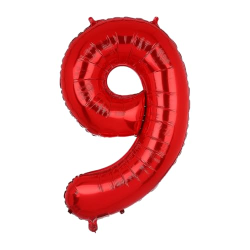 Geburtstags-Zahlenballons XXL-Riesen-Folienballons 40 Zoll – 101 cm Luftballons Geburtstag Jungen Mädchen Babyparty Geburtstagsdekorationen Jubiläumsparty-Dekorationen (Rot, 9) von lxmydm