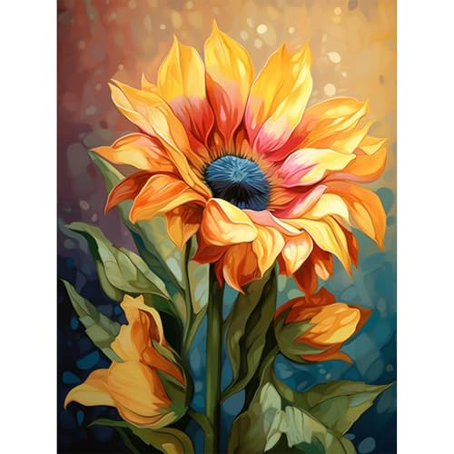 lxmydm Malen nach Zahlen Blume DIY-Leinwand-Ölgemälde für Erwachsene 3 Pinsel und Acrylfarben, geeignet für Geschenke Heimdekoration40 x 50 cm Sonnenblume (ungerahmt) von lxmydm