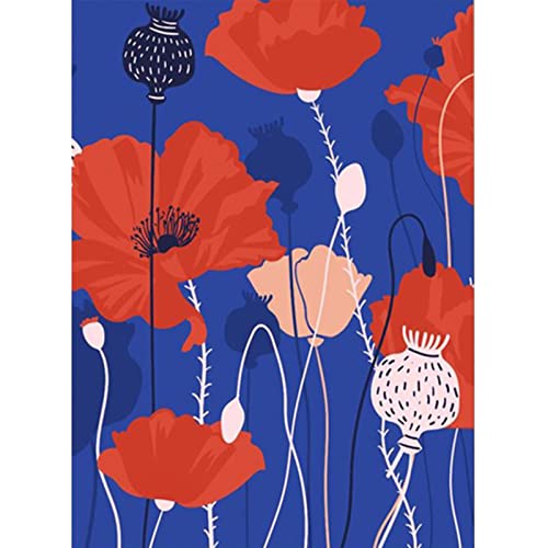 lxmydm Malen nach Zahlen Erwachsene rote Blume DIY-Leinwand-Ölgemälde-Set mit 3 Pinseln und Acrylfarbe als Heimdekoration, Geschenk, 40 x 50 cm (ungerahmt) von lxmydm