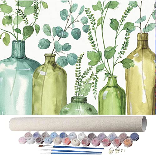 lxmydm Malen nach Zahlen Vase Erwachsene DIY Ölgemälde auf Leinwand mit 3 Pinseln und Acrylfarbe für Geschenk Home Decor 40x50cm (Ungerahmt) von lxmydm