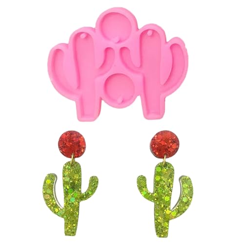 lxuebaix Handgefertigte Kaktus-Silikonform, Kristall-Ohrring-Anhänger-Form, Hänge-Schlüsselanhänger-Formen, Epoxidharz-Schmuckherstellungswerkzeug von lxuebaix