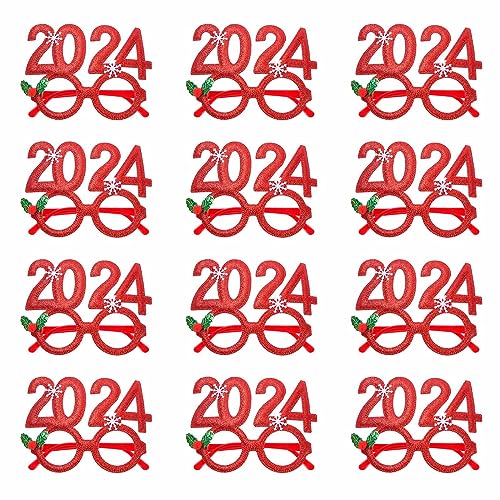 lxuebaix Weihnachtsbrillengestelle 2024 Neujahrsbrillen, glitzernde Neujahrspartybrillen Klasse von 2024 Abschlussfoto von lxuebaix