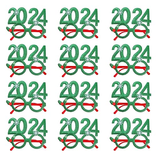 lxuebaix Weihnachtsbrillengestelle 2024 Neujahrsbrillen, glitzernde Neujahrspartybrillen Klasse von 2024 Abschlussfoto von lxuebaix