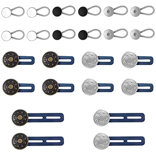 24 Stück Expander Button, lyfLux 12 Stück Hosen Taille Silikon Verlängerungsknopf und 12 Stück Kragen Federverlängerungsknopf Weiß/Silber/Schwarz von lyfLux