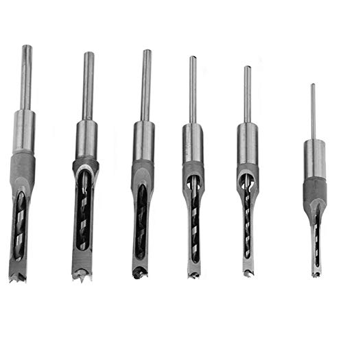 6 Stück quadratische Lochbohrer, Set aus Holz, quadratisch, Mortasa-Bohrer-Set aus Stahl, HRC 48-50 von lyrlody