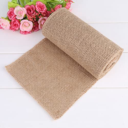 Natürliche Jute Band, Burlap Roll Burlap Stoff, Stoff für Dekorationen, für Handwerk Hochzeitdeko Weihnachten Blumenstrauß Dekoration (Breite 15 cm, Länge 3 Meter) von lyrlody