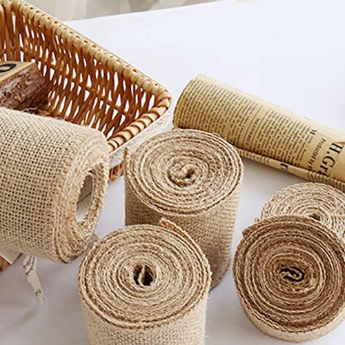 Natürliche Jute Band, Burlap Roll Burlap Stoff, Stoff für Dekorationen, für Handwerk Hochzeitdeko Weihnachten Blumenstrauß Dekoration (Breite 5 cm, Länge 3 Meter) von lyrlody