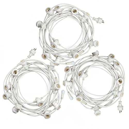 Mu 30M Lichterkette Außen, Outdoor Erweiterbar Auf 1000W, (3 * 10) Lampenhalter E27 Wetterfest Ip65, lichterkette außen strom Deko für Gartenparty Hochzeit Garten Hochzeit|3 * 10M, Weiss von m MU