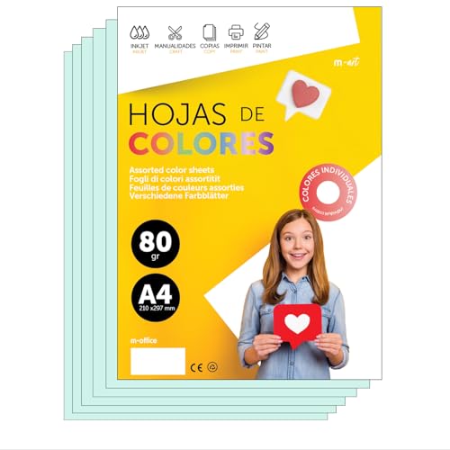 Buntes Papier A4 80g für Drucker & Basteln, Farbige Blätter für Kinder, Kreativprojekte, Karten & Schule M-office (100 Blatt, Hellblau) von m-office