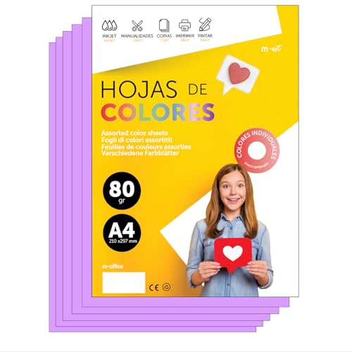 Buntes Papier A4 80g für Drucker & Basteln, Farbige Blätter für Kinder, Kreativprojekte, Karten & Schule M-office (100 Blatt, Lila) von m-office