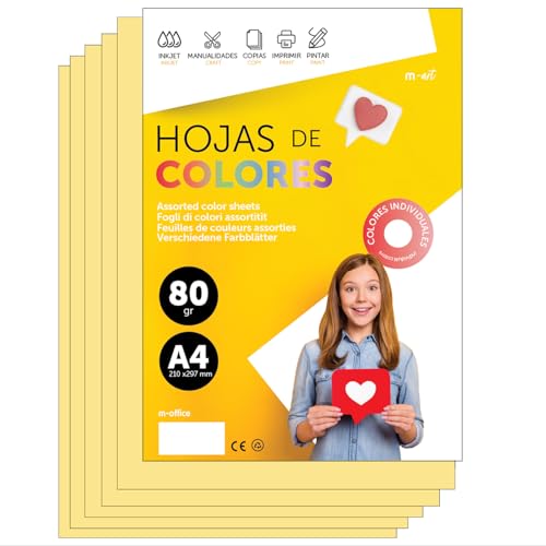 Buntes Papier A4 80g für Drucker & Basteln, Farbige Blätter für Kinder, Kreativprojekte, Karten & Schule M-office (250 Blatt, Creme) von m-office