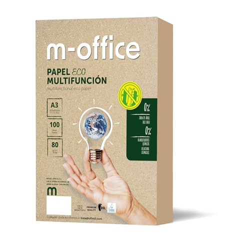 Recyclingpapier, DIN A3, 80 g, Papier für Kopierer und Drucker, 1 Packung mit 100 Blatt A3, 100% Recyclingpapier, m-office (100 Blatt) von m-office