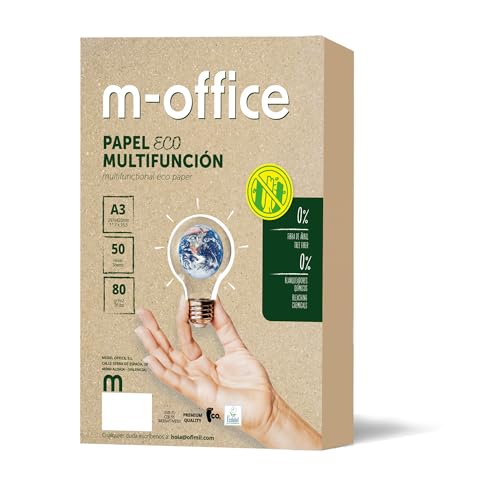 Recyclingpapier, DIN A3, 80 g, Papier für Kopierer und Drucker, Packungen mit 50 Blatt A3, 100% Recyclingpapier, m-office (50 Blatt) von m-office