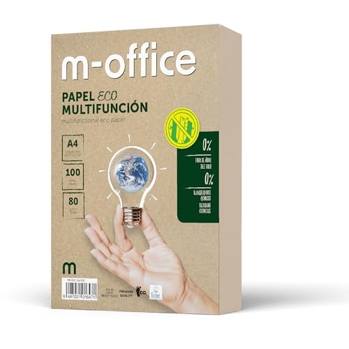 Recyclingpapier, DIN A4, 80 g, Papier für Kopierer und Drucker, Packungen mit 100 Blatt A4, 100% Recyclingpapier, m-office (100 Blatt) von m-office