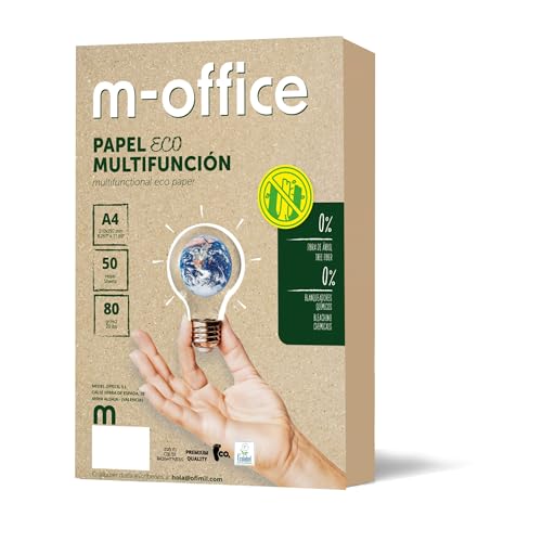 Recyclingpapier, DIN A4, 80 g, Papier für Kopierer und Drucker, Packungen mit 50 Blatt A4, 100% Recyclingpapier, m-office (50 Blatt) von m-office