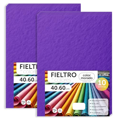 m-office Bastelfilz für DIY-Projekte, Filzplatten in bunten Farben, Weich und Flexibel, Material für Nähen und Patchwork Stoffe, Ideal Handarbeiten, Deko Kunsthandwerk, 40x60cm, (Violett, 20 Stk) von m-office