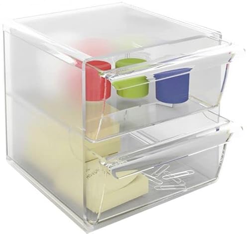 m-office Kali Modularer Organizer, stapelbar, aus transparentem Polystyrol, mit 2 großen Schubladen (transparentes Glas) von m-office