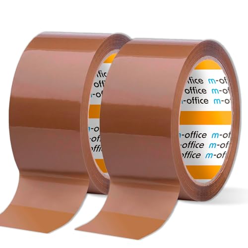 m-office Klebeband, braunes Klebeband, Klebeband, Rolle für Kartonverpackungen, Versand, Umzug und Handwerk, sichere und robuste Versiegelung, Klebeband (2 Stück, 36 mm x 66 m) von m-office