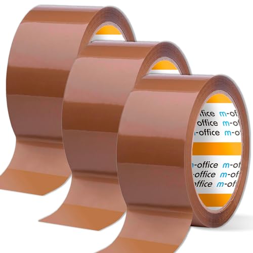 m-office Klebeband, braunes Klebeband, Klebeband, Rolle für Kartonverpackungen, Versand, Umzug und Handwerk, sichere und robuste Versiegelung, Klebeband (3 Stück, 36 mm x 120 m) von m-office