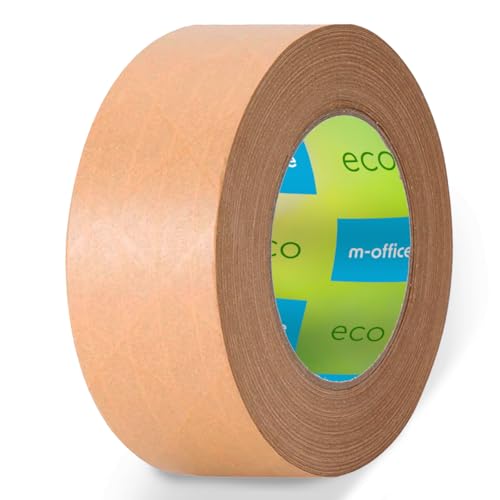 m-office Papierklebeband Kraftpapier, Klebeband für Kartonverpackungen, Versand, Umzüge und Bastelarbeiten, Verpackungsband, Braunes Kraftpapier Klebeband (1 Stk, 50mmx50m) von m-office