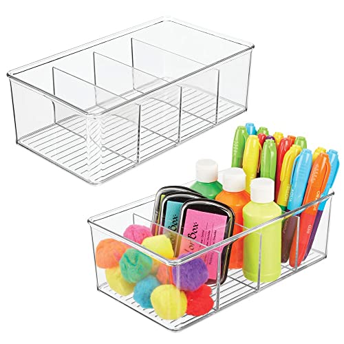 mDesign 2er-Set Organizer – Aufbewahrungsbox mit je 4 Fächern für Malutensilien, Kleber, Garn, Wolle, Scheren, Pinsel etc. – ideale Nähbox – durchsichtig von mDesign