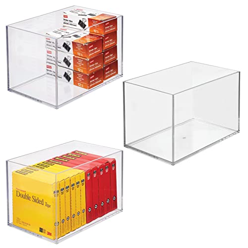 mDesign Schreibtisch Organizer – Aufbewahrungsbox für Büroklammern, Notizzettel & Co. – praktischer Büro Organizer aus Kunststoff – 3er-Set – durchsichtig von mDesign