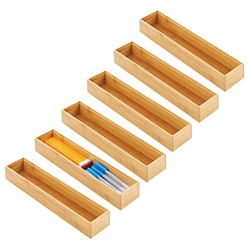 mDesign Schubladenbox aus Holz - Stapelbare Aufbewahrungsbox für Gabeln, Messer, Spatel - Holzkiste für Küchenutensilien - 6er Set - Natur von mDesign