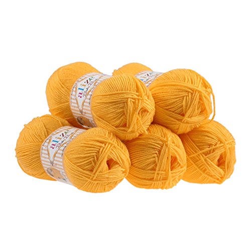 5 x 100g Strickgarn ALIZE Baby Best uni Babywolle Wolle Antipilling 44 Farben, Farbe:216 gelb von maDDma Alize Baby Best