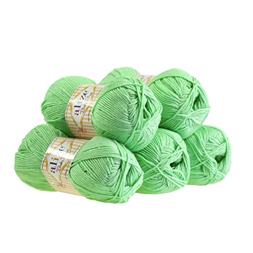 5 x 100g Strickgarn ALIZE Baby Best uni Babywolle Wolle Antipilling 44 Farben, Farbe:41 hell-grün von maDDma Alize Baby Best