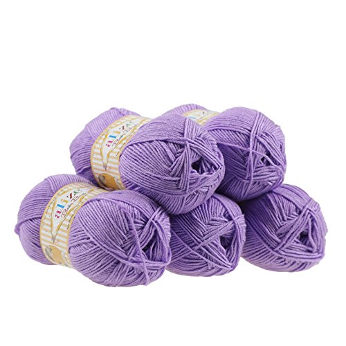 5 x 100g Strickgarn ALIZE Baby Best uni Babywolle Wolle Antipilling 44 Farben, Farbe:43 Lavendel von maDDma