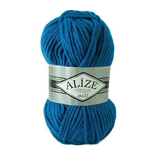 100g Strickgarn Strickwolle Alize Superlana Maxi 25% Wolle, 100g, Farbwahl, Farbe:141 königs-blau von maDDma Alize Superlana Maxi