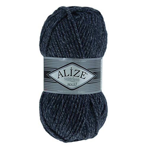 100g Strickgarn Strickwolle Alize Superlana Maxi 25% Wolle, 100g, Farbwahl, Farbe:805 navyblau meliert von maDDma Alize Superlana Maxi