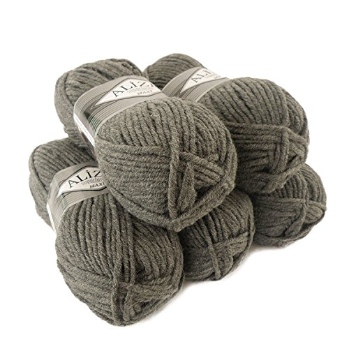 500g Strickgarn Strickwolle Alize Superlana Maxi 25% Wolle, Farbwahl, Farbe:182 medium grey melange von maDDma Alize Superlana Maxi