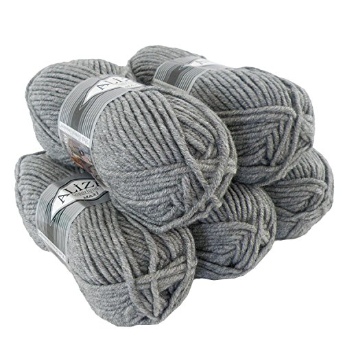 500g Strickgarn Strickwolle Alize Superlana Maxi 25% Wolle, Farbwahl, Farbe:21 grey melange von maDDma Alize Superlana Maxi