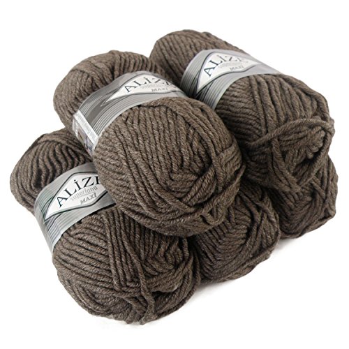 500g Strickgarn Strickwolle Alize Superlana Maxi 25% Wolle, Farbwahl, Farbe:240 milky brown von maDDma Alize Superlana Maxi