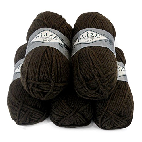 500g Strickgarn Strickwolle Alize Superlana Maxi 25% Wolle, Farbwahl, Farbe:26 braun von maDDma Alize Superlana Maxi