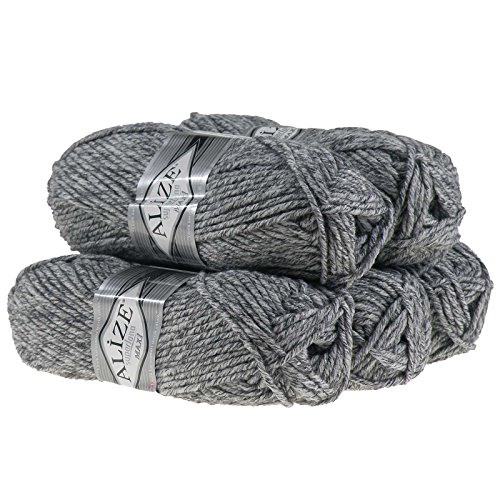 500g Strickgarn Strickwolle Alize Superlana Maxi 25% Wolle, Farbwahl, Farbe:801 grau meliert von maDDma Alize Superlana Maxi